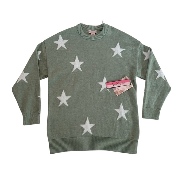 Emma's Expressions Light Green Stars Sweater Size L NWT - Picture 4 of 17